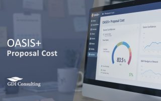 OASIS+ proposal cost dashboard on a computer screen with GDIC Consulting branding.