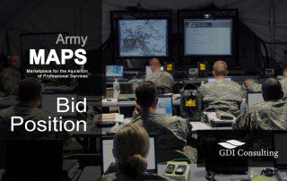 Army personnel using computer automation for operational decision making in a command-center setting, with “Army MAPS” and “Bid Position” text overlays.